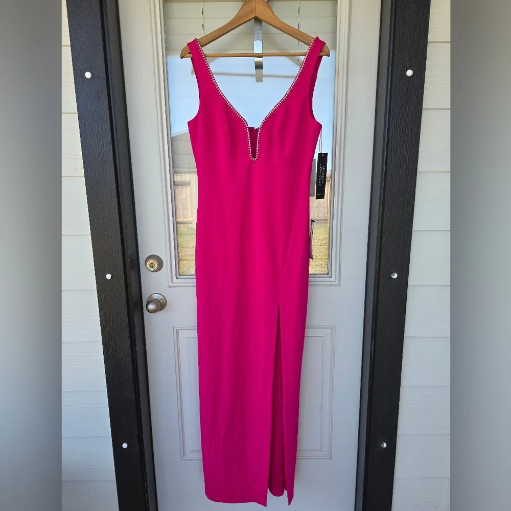 $275 Adrianna Papell Women Bead-Trim Sweetheart-Neck Sleeveless Gown Sz 12 Party - Picture 4 of 14